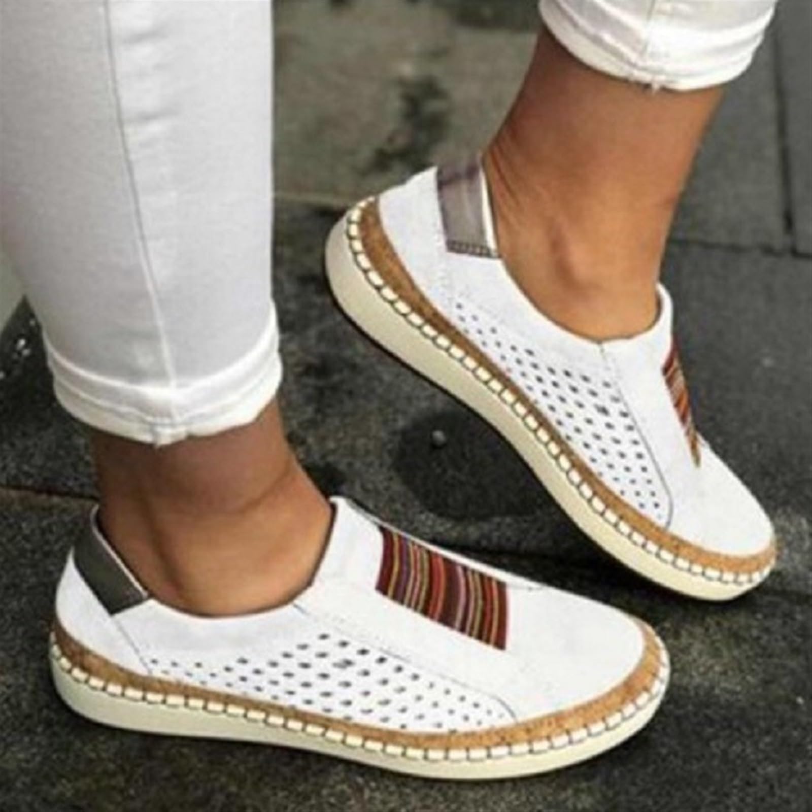 Plus Size Walking Sneakers Shoes For Elderly Women Wide Comfy Arch Support Orthopedic Arthritis Flat Oxfords Shoes