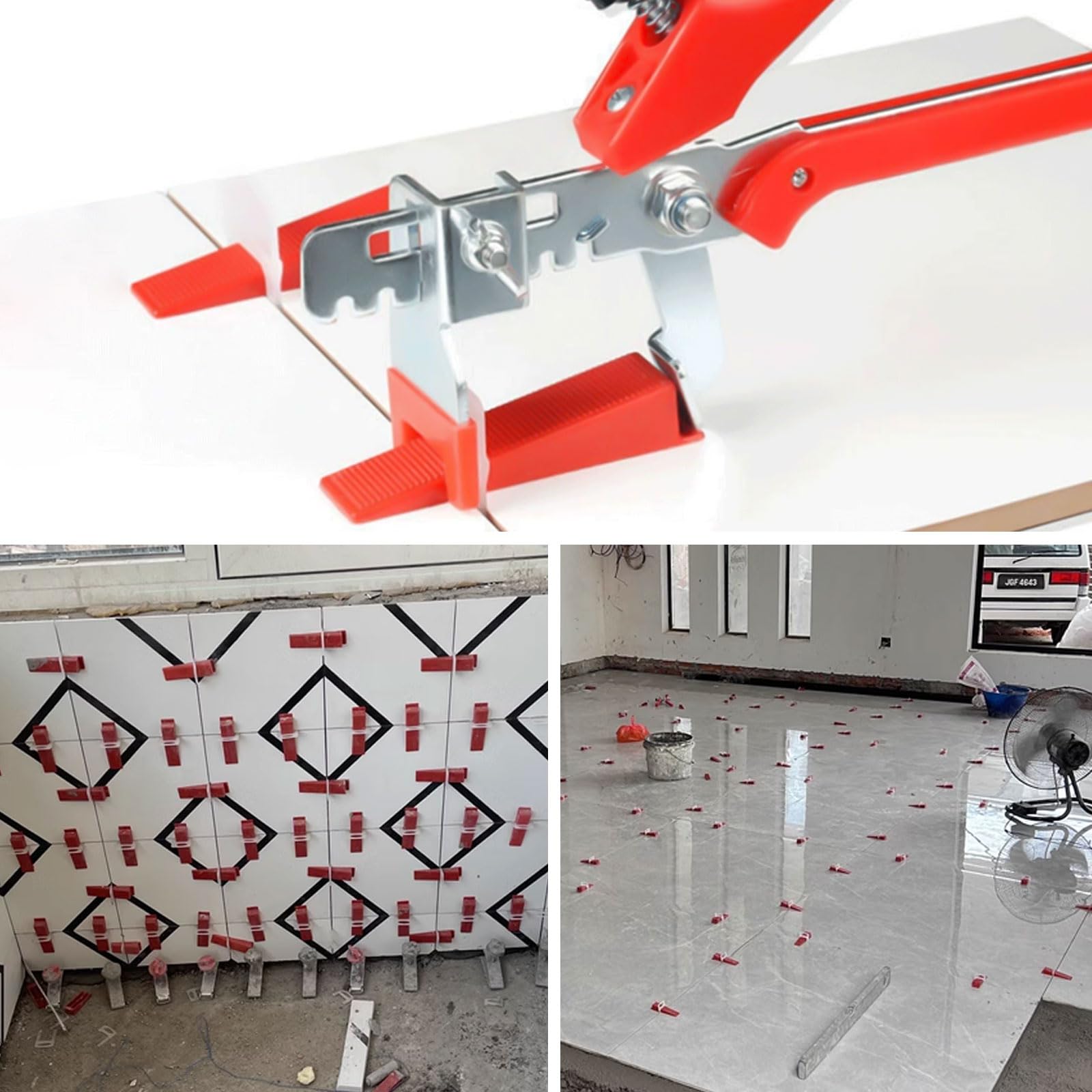 Sistema Livellamento con Pinza, 2mm 400 Pezzi Distanziatori Piastrelle, 200 Cunei Riutilizzabili, Livellatori per DIY a Professionale, Utensili per Parete a Pavimento