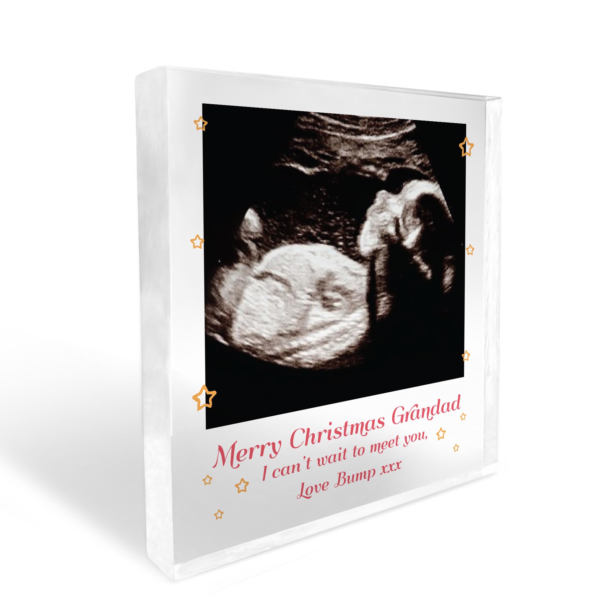RED OCEAN Gift For Grandad From Bump Christmas Personalised Photo Block Bump Gifts For Grandad From Baby Keepsake