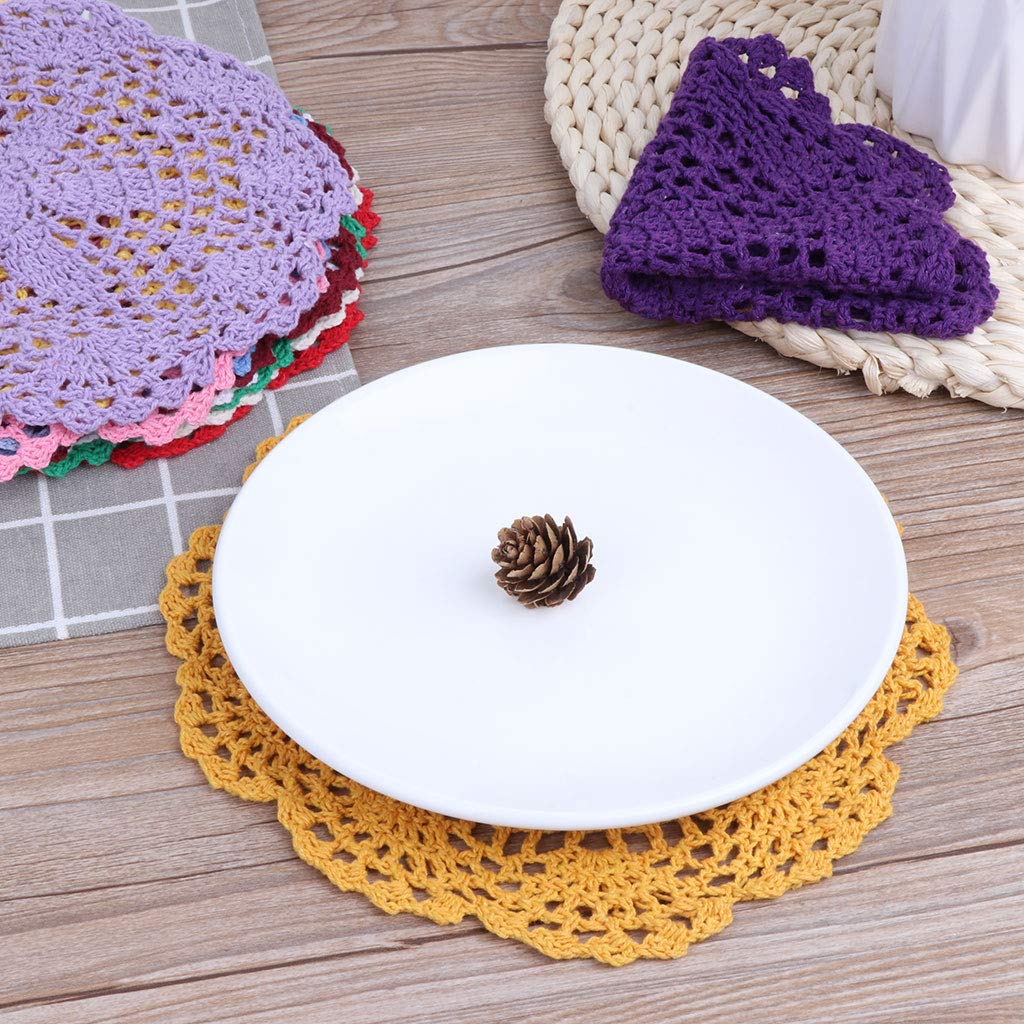 20cm Mug Pad Indeformable Lightweight Cup Placemat Color Crochet Flower Lace Mug Photo Props
