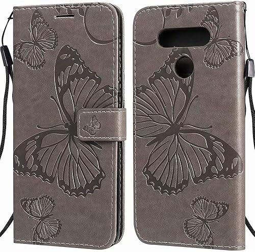 Miniatura 2 de MEUPZZK Funda tipo cartera para LG K51LG Q51LG Reflect, piel sintética de alta calidad con diseño de mariposa en relieve, función atril, ranuras