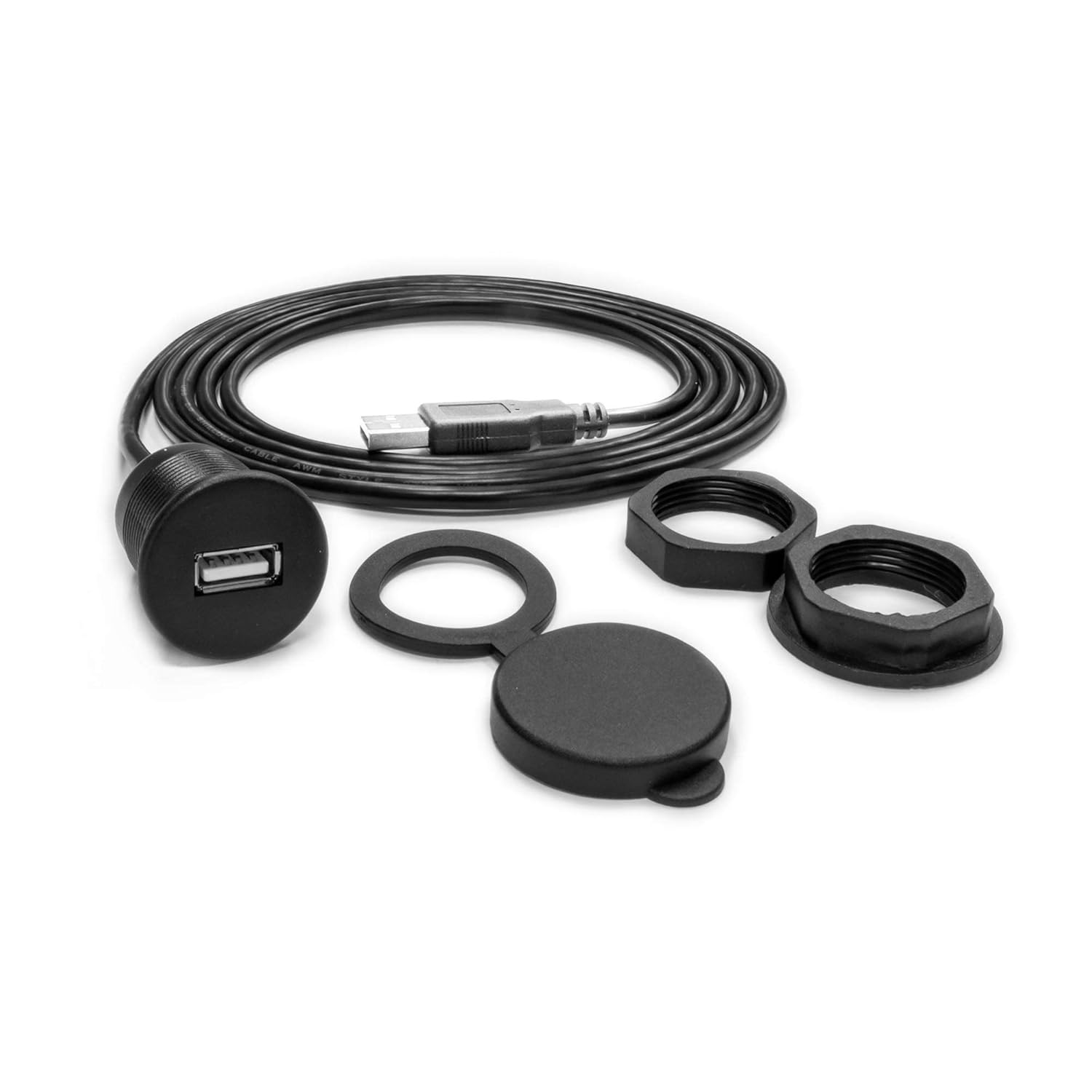 Wet Sounds WWX-USB-MF-6FT Flush Mount USB with 6 ft Extension Cable & Cover