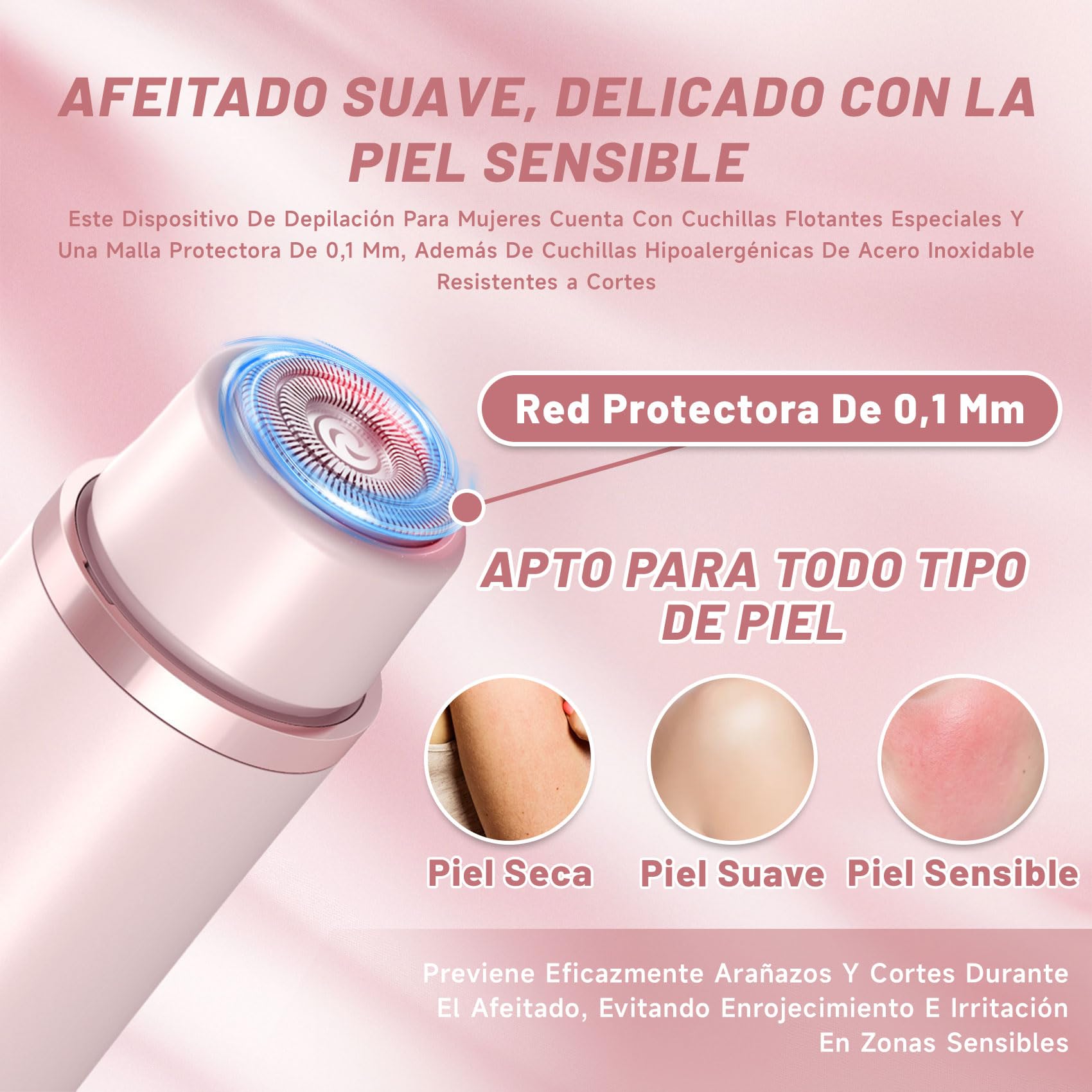 Sovalya Rasoio– Rifinitore 2-in-1 per Bikini e Corpo, Design a Doppia Testina, Rasatura su Pelle Asciutta e Bagnata. Depilazione Sicura per Corpo, Viso, Mento, Zona Pubica, Ascelle Gambe (Rosa)