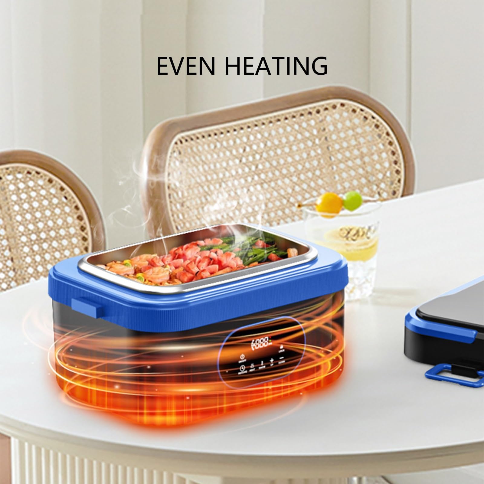 Recipiente Eléctrico for Comida sin Necesidad de Añadir Agua | Con Asa de Transporte,Fácil de Limpiar,de Acero Inoxidable 304.Ideal for la Oficina