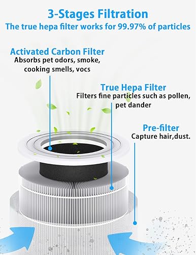 Miniatura 3 de BBT BAMBOOST Filtro de repuesto A1 compatible con VEWIOR A1, AME=EU AP01W, KOIOS HQKJ-50 purificadores de aire, 3 en 1 True HEPA y filtro de carbón