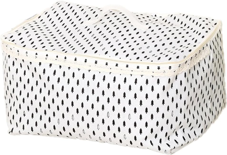 ShuZ White Linen Clothes Storage Bag, Folding Organizer Bag with Zipper and Handles