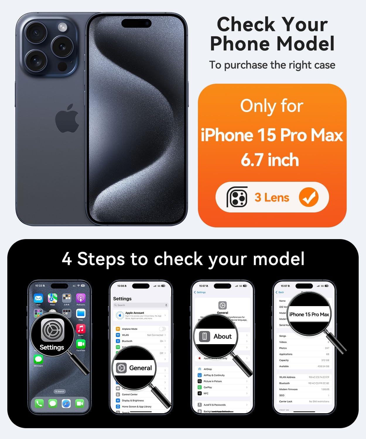 CANSHN 360° Spin Magnetic Stand for iPhone 15 Pro Max Case [Full Camera Protection] [Compatible with Magsafe] [Translucent Matte] Shockproof Protective Kickstand Phone Cover 6.7" - Deep Purple - Image 2