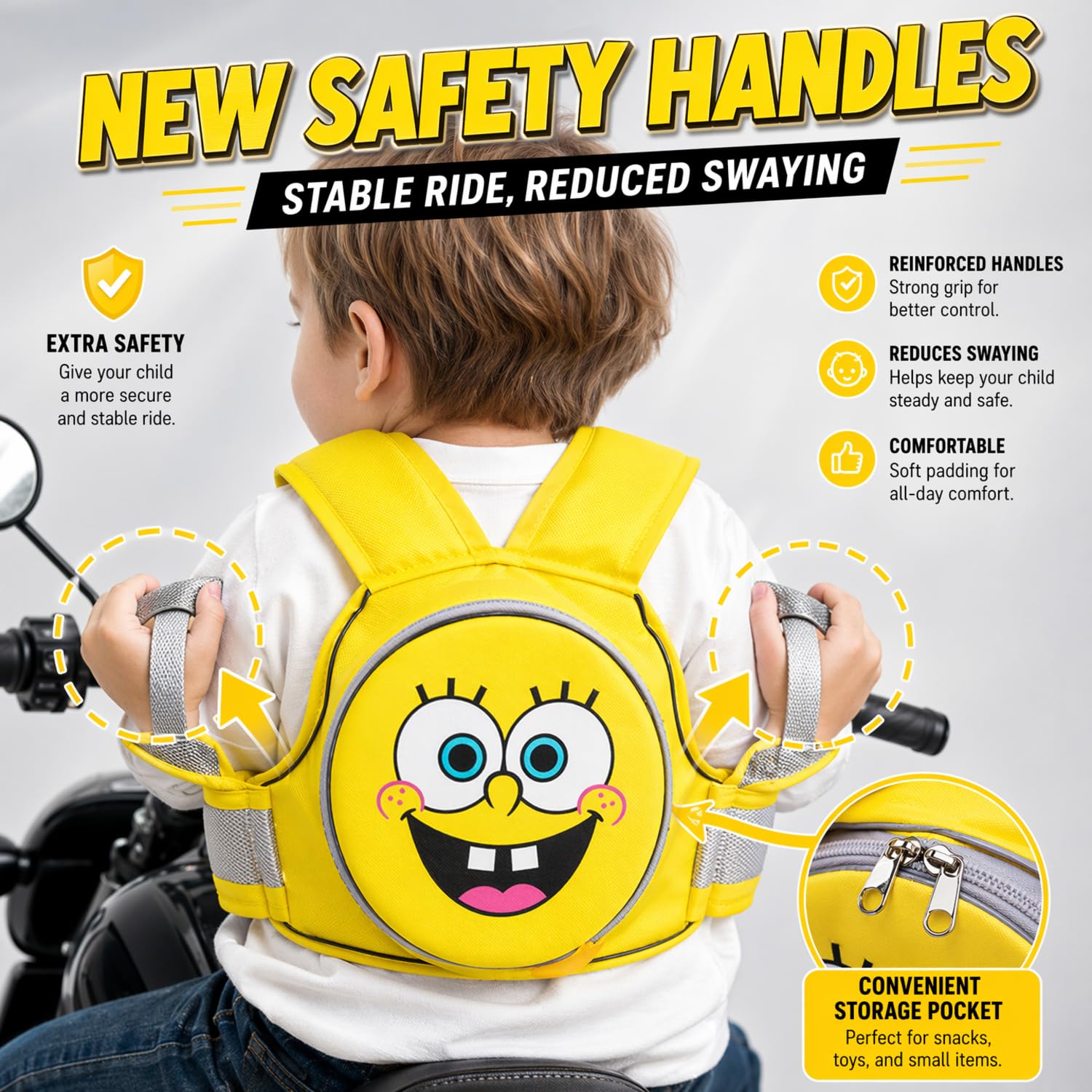 Cinturón de Seguridad Para Motocicleta Eléctrica Arnés de Seguridad Anticaída Para Niños Banda Reflectante Ajustable Arnés de Protección Para Motocicleta Para Niños Adecuado Para Niños de 1 a 12 años