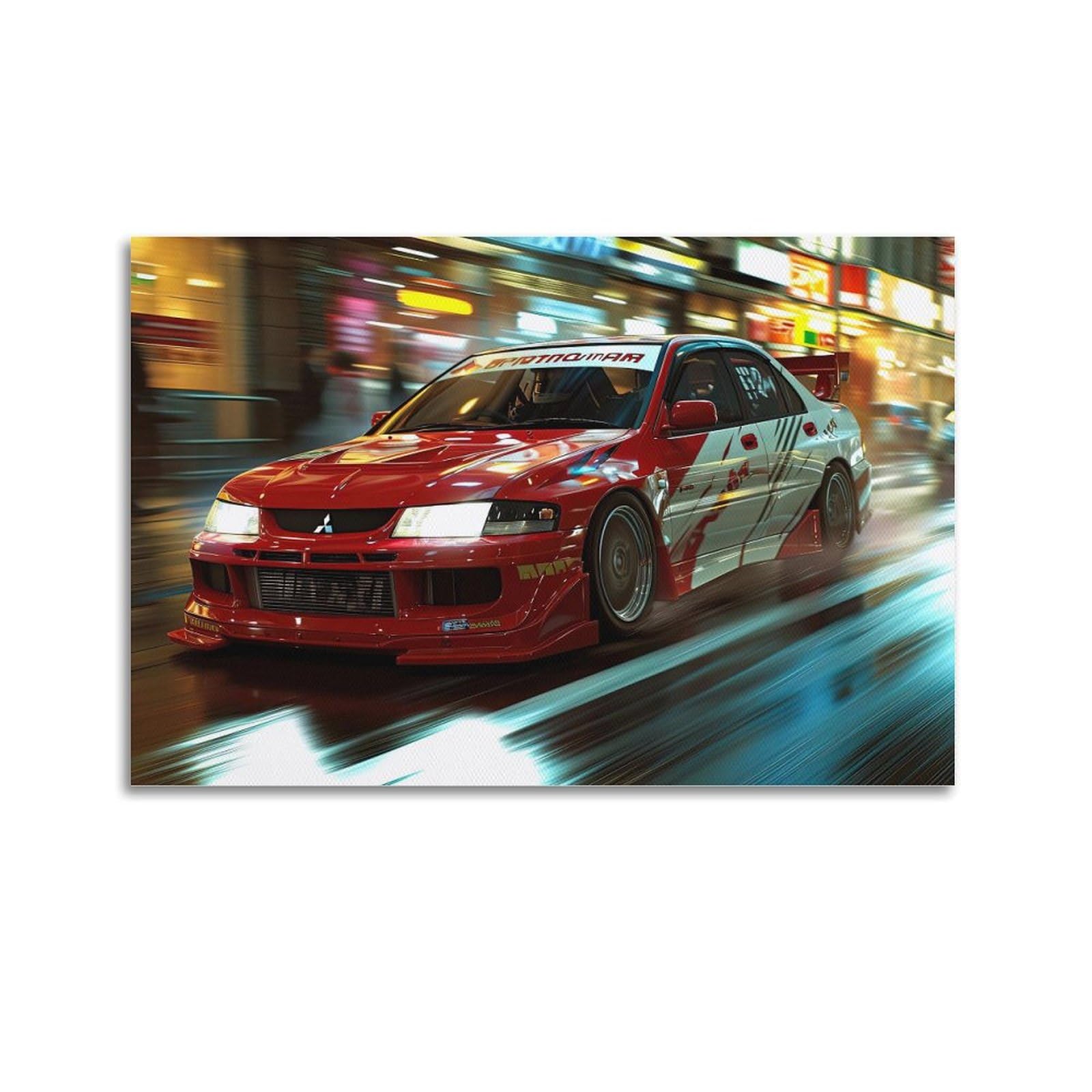 GLMHOK JDM Style WRC Rally Racing Car Poster Lancer Evolution EVO 9 Vintage Sport Car Artwork Decorative Painting Canvas Poster 12x18inch(30x45cm)