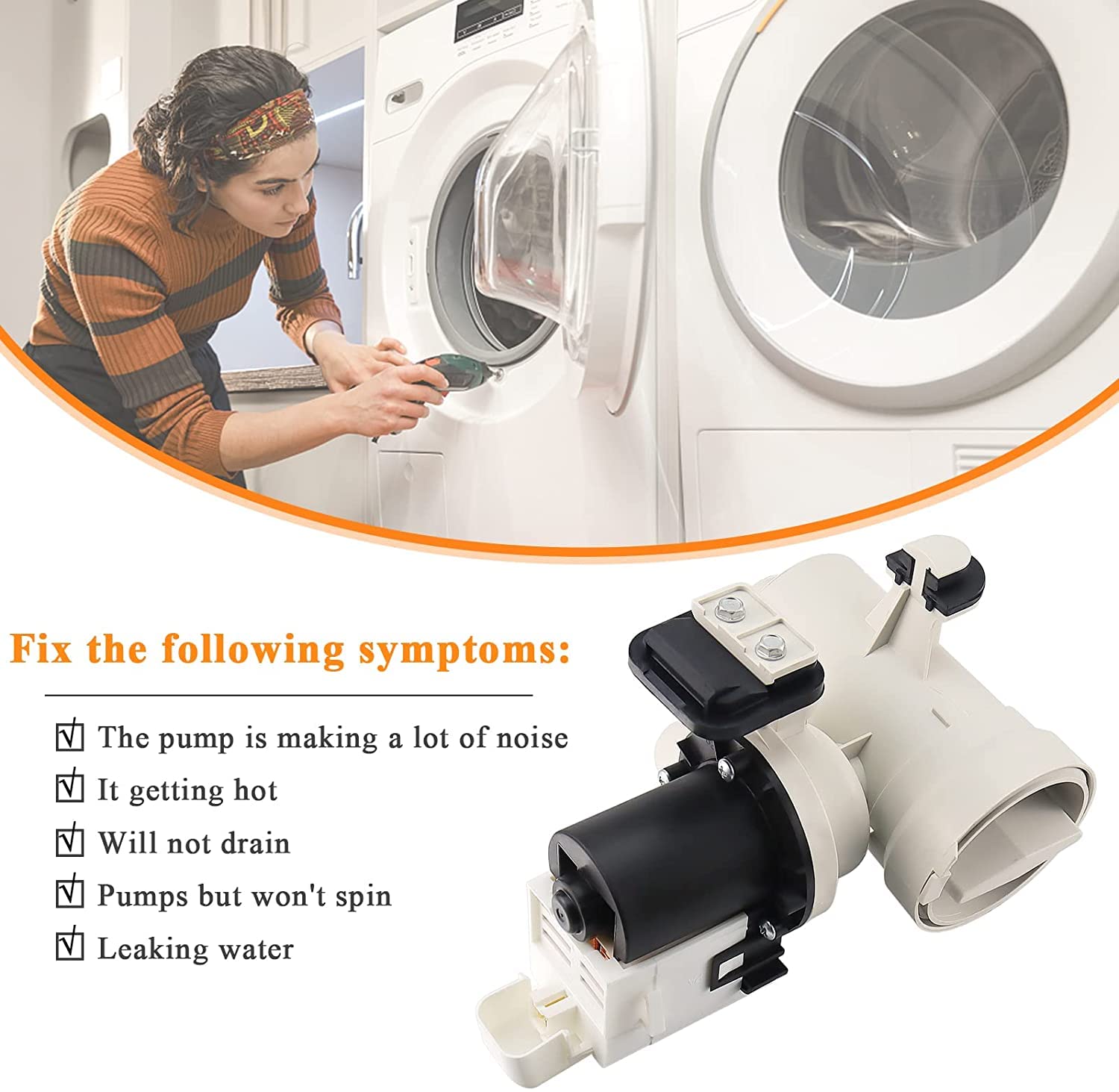 BQLZR Washer Drain Pump Replacement (Part # 8540024 / W10117829) - Fits Whirlpool, Kenmore, Maytag & Amana Models - View #7