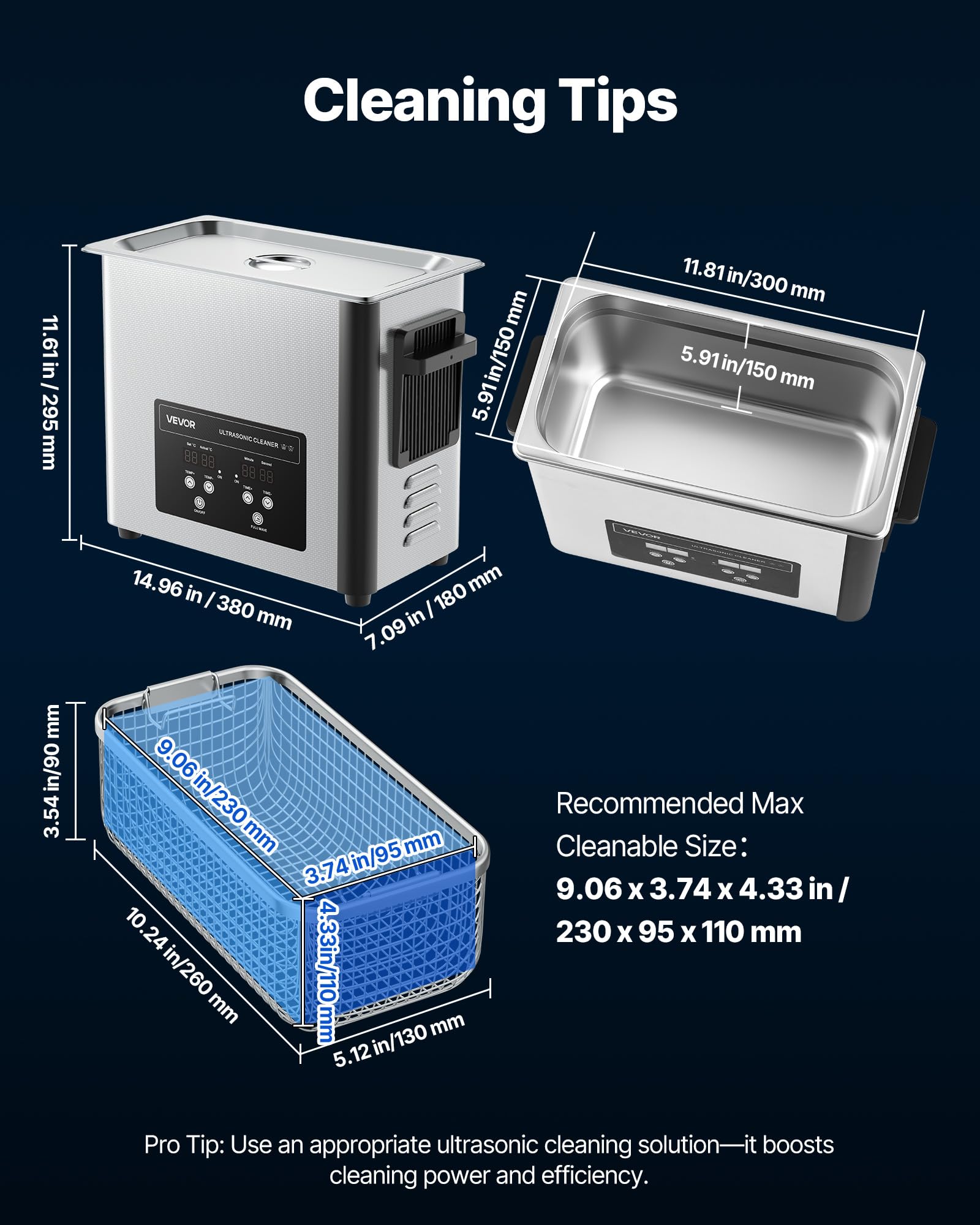 VEVOR Pulitore a Ultrasuoni da 6 L, Macchina Professionale per la Pulizia a Ultrasuoni, con Cestello di Pulizia e Schermo Digitale, in Acciaio Inox da 120 W e 40 kHz per Orologi, Rasoi, Gioielli