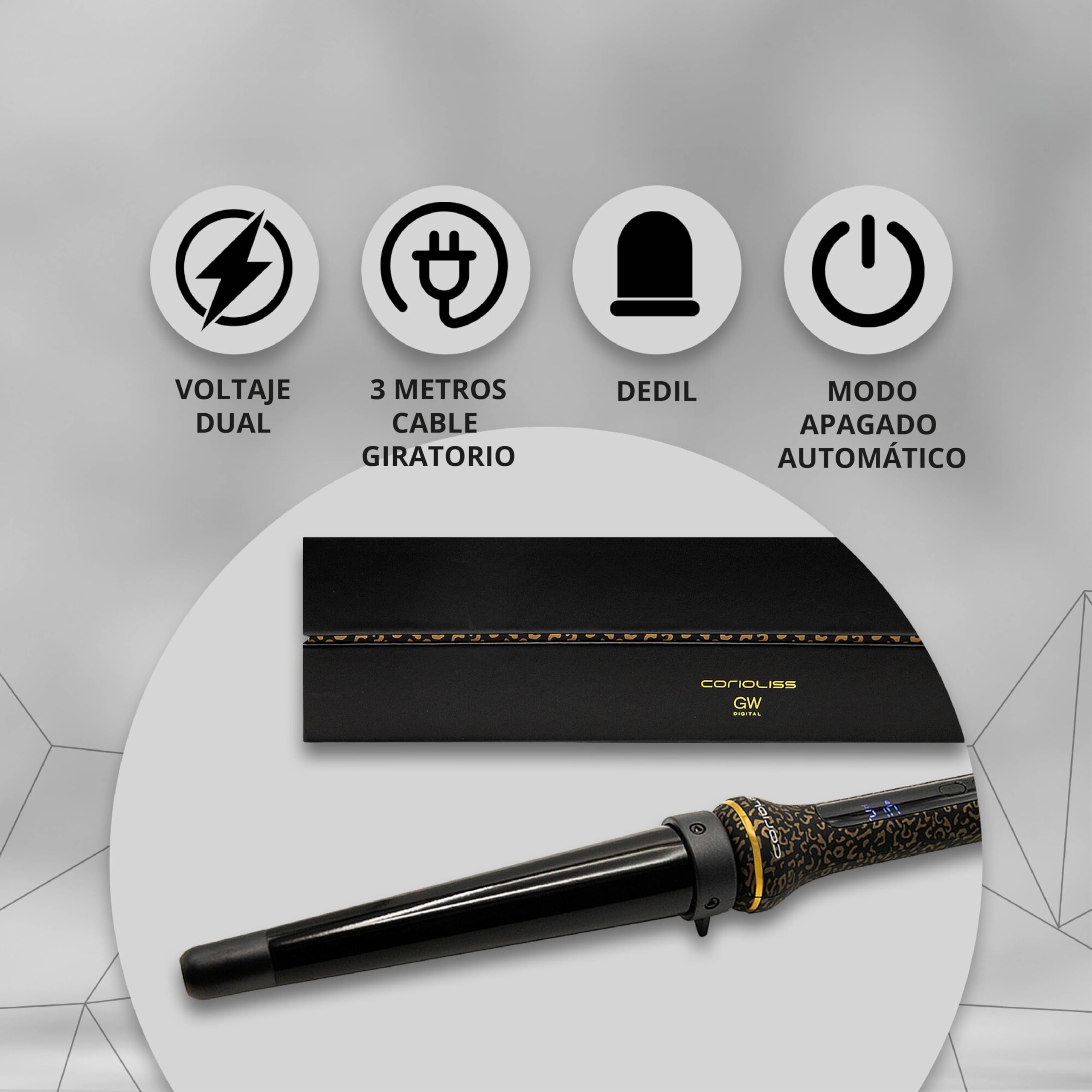 Corioliss Glamour Wand Rizador Pelo Ondas Profesional Cerámica Turmalina 80º-210º