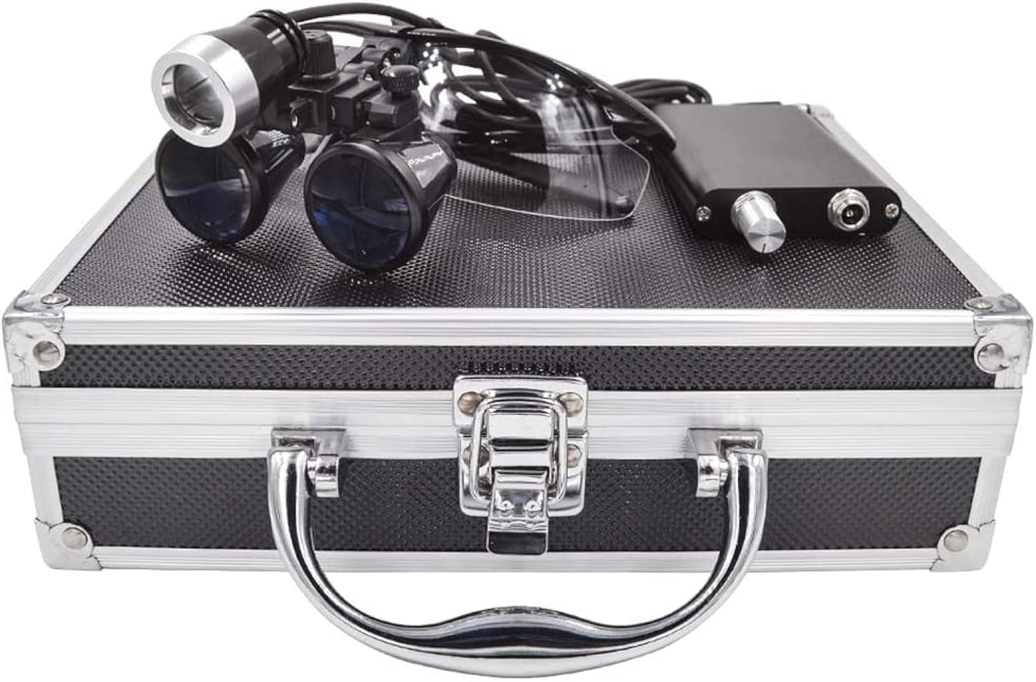 Lupa dental binocular 3.5X 420 mm con faro LED 3W y caja de aluminio