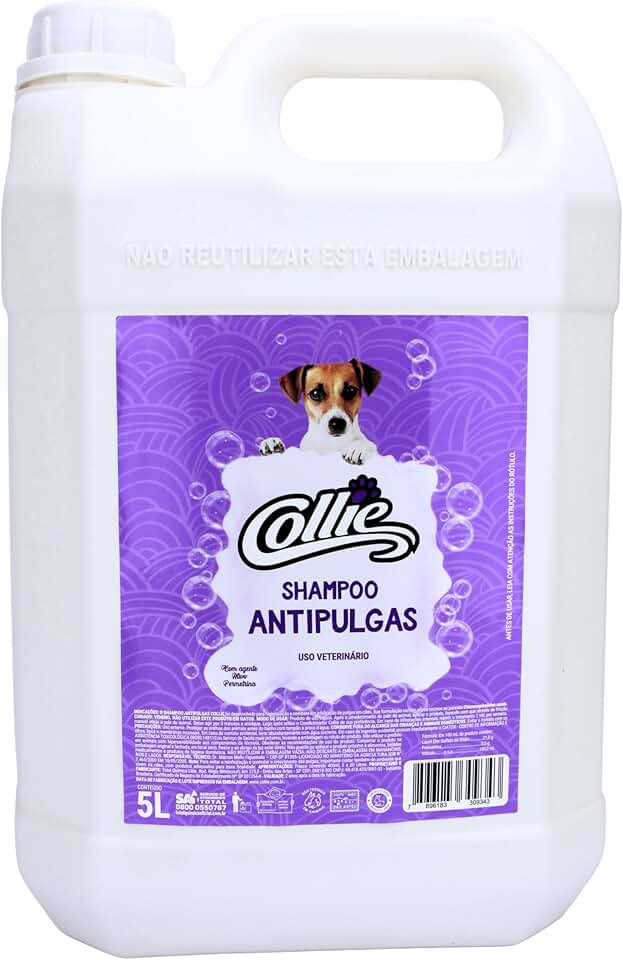 Collie Shampoo De Pêlos Para Cães Antipulgas 5 Litros Roxo