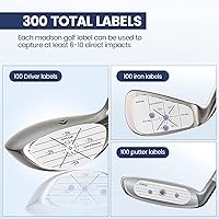 Vista 7 de ToVii Juego de 300 cintas de impacto de golf ~ 600 piezas, análisis de consistencia de puntos dulces y disparos, calcomanías de impacto de club