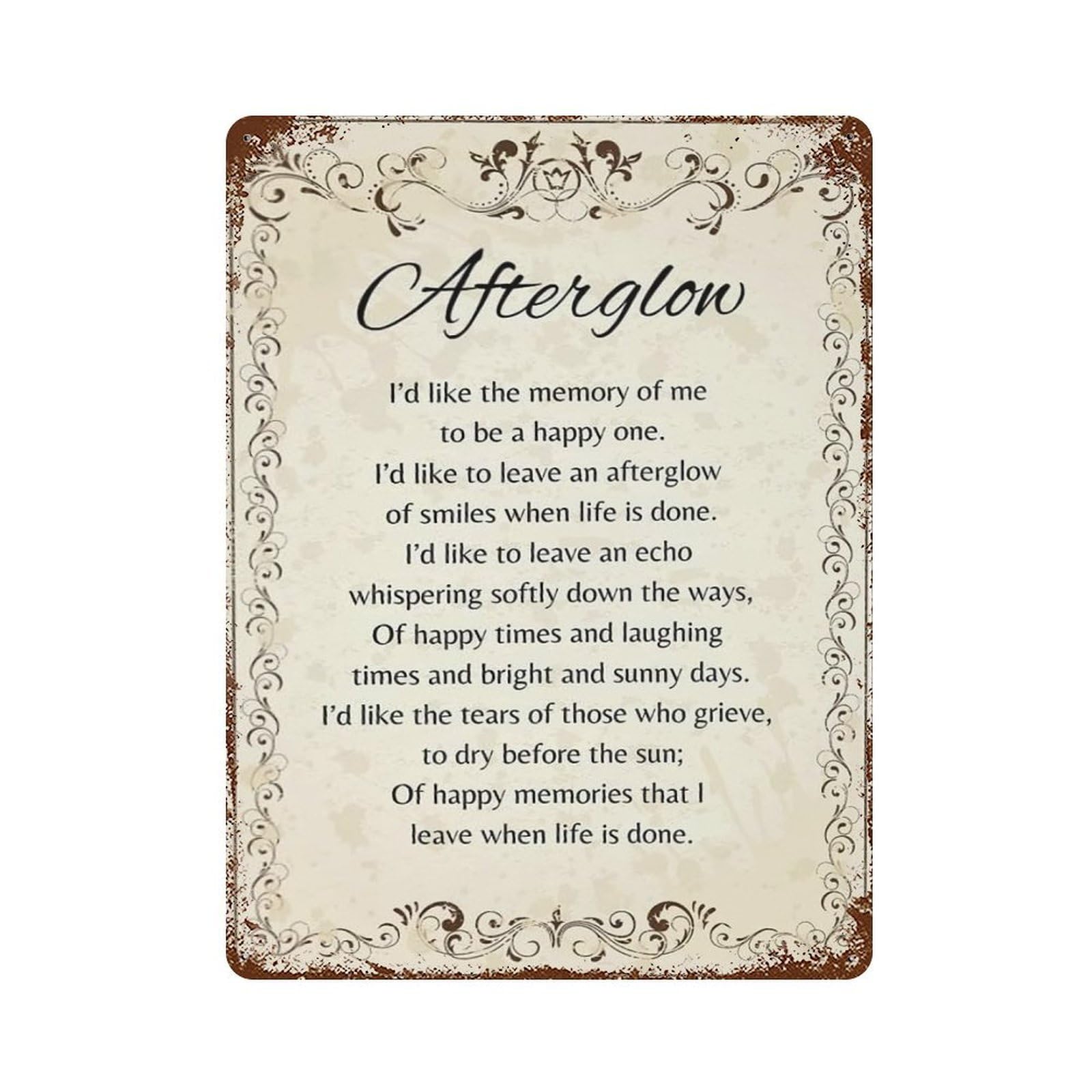 xiaoxiaoshen Afterglow Poem Wall Decor Art Metal Tin Poster Modern Home Decor Art Home Bar Shop Decorations Vintage Sign 40x30cm