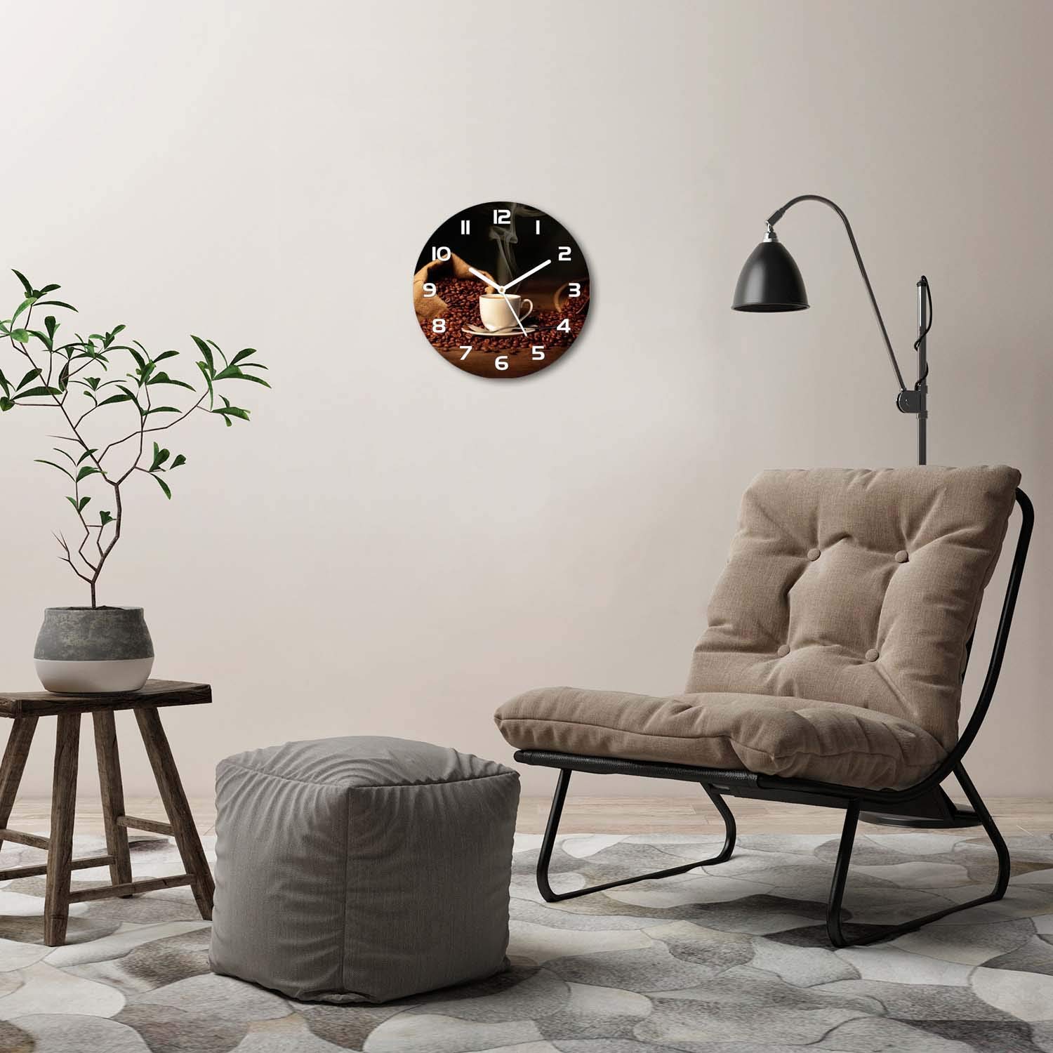 Tulup Reloj De Pared De Vidrio Redondo 30cm Silenciosa Grande Original Moderno Decorativo Manecillas Blancas - Café En Una Taza