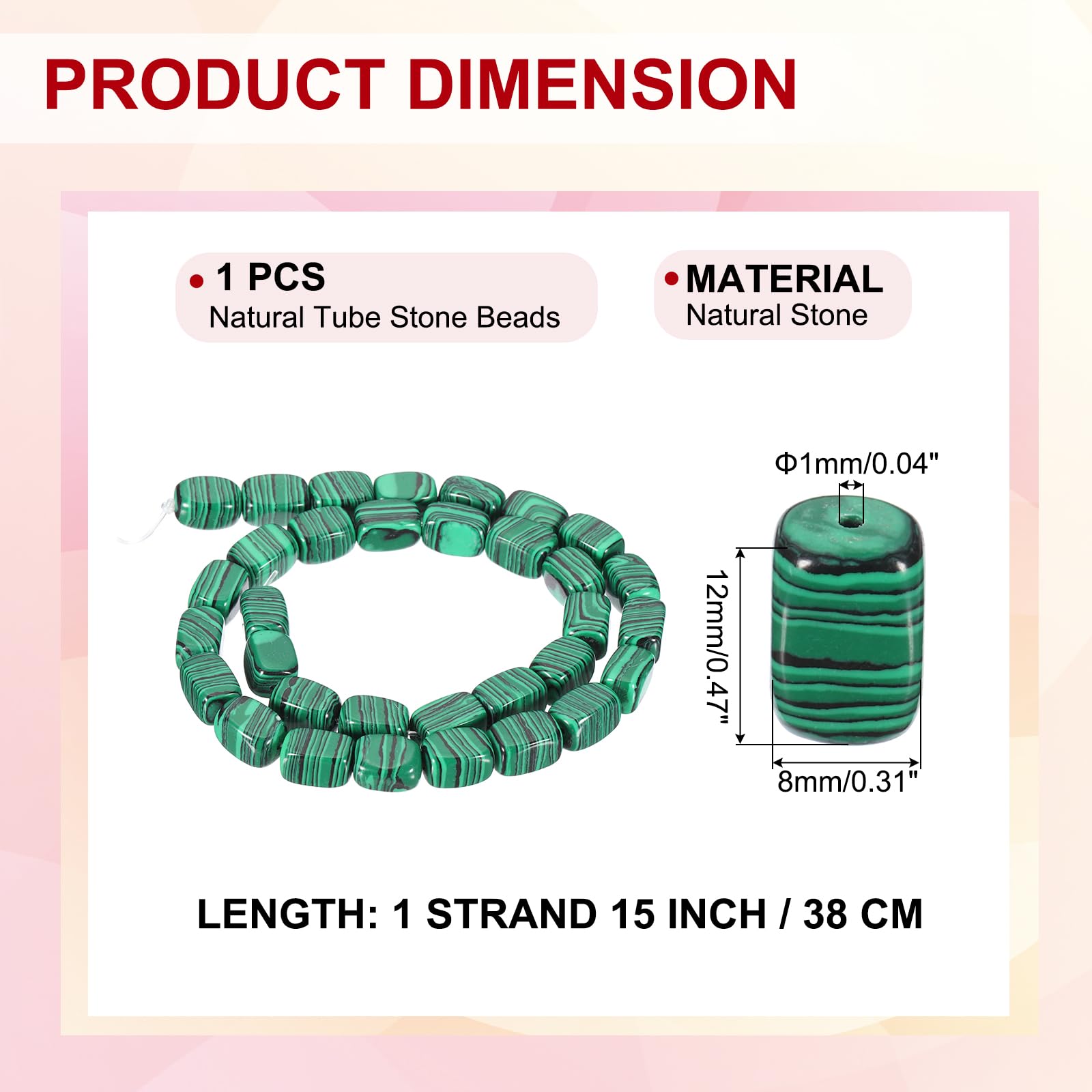 PATIKIL 12x8mm Natural Stone Peacock Green Crystal Agate Beads for Jewelry Making 1 Strand 15"/38cm Cuboid Loose Spacer Beads - Image 2