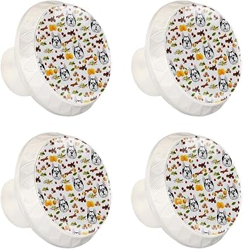 4 Pack Kitchen Cabinet Knobs, Drawer Knobs, Dresser Knobs, Drawer Pulls, Dresser Drawers, Handle Knobs, Pet Cartoon Animal Husky
