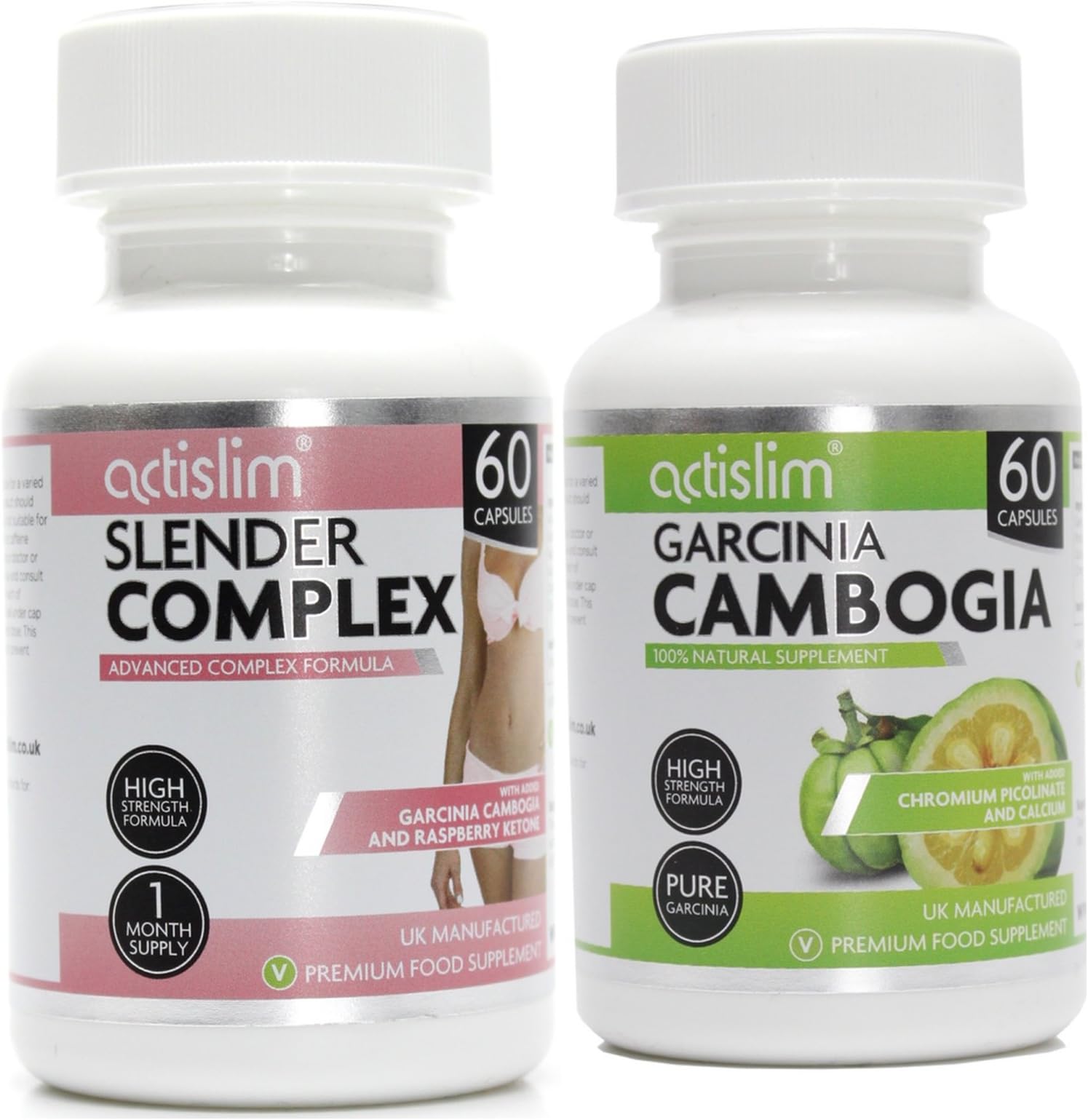 New Actislim Slender Complex and Actislim Garcinia Cambogia Dual Pack, The Perfect Weight Loss Supplement for Women, 60 Capsules - 1 Month Supply, 100% Suitable for Vegetarians