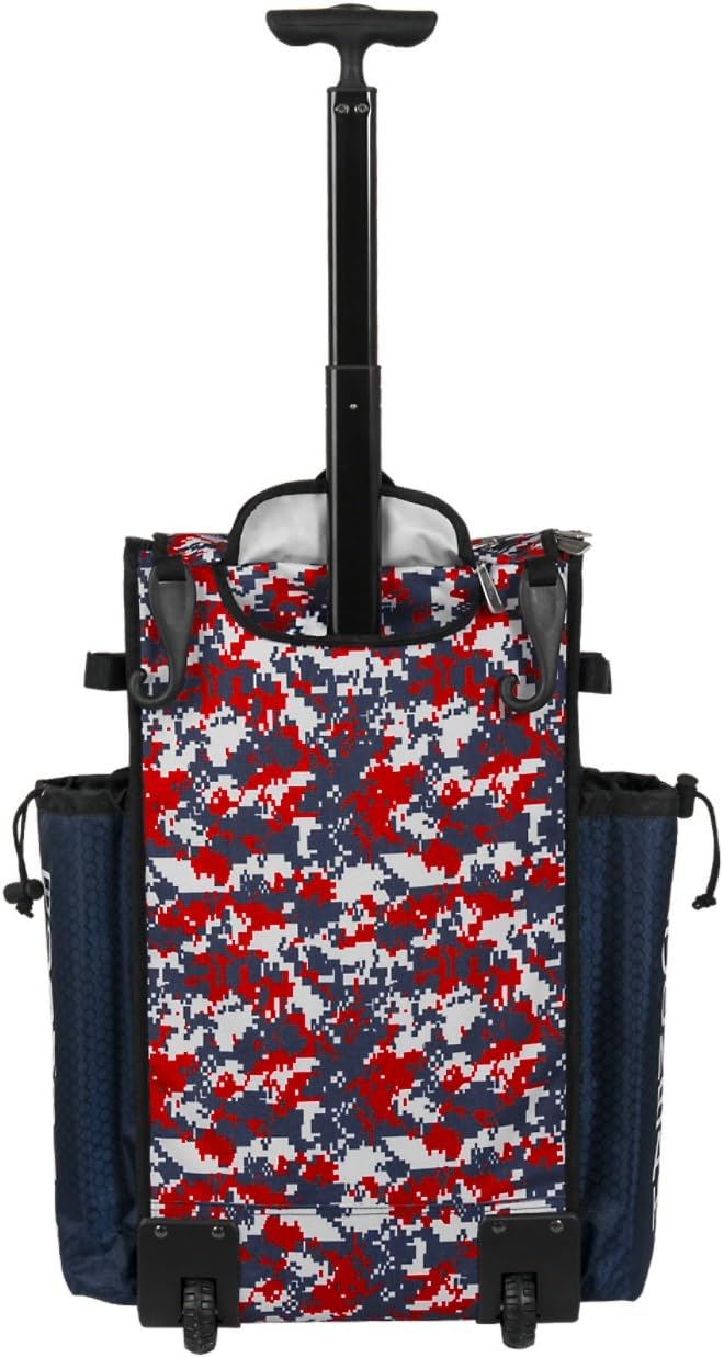 Boombah Rolling Superpack Baseball / Softball Gear Bag - 23-1/2" x 13-1/2" x 9-1/2" - Camo Series 20 Colors - Telescopic Handle and Holds 4 Bats - Wheeled Version