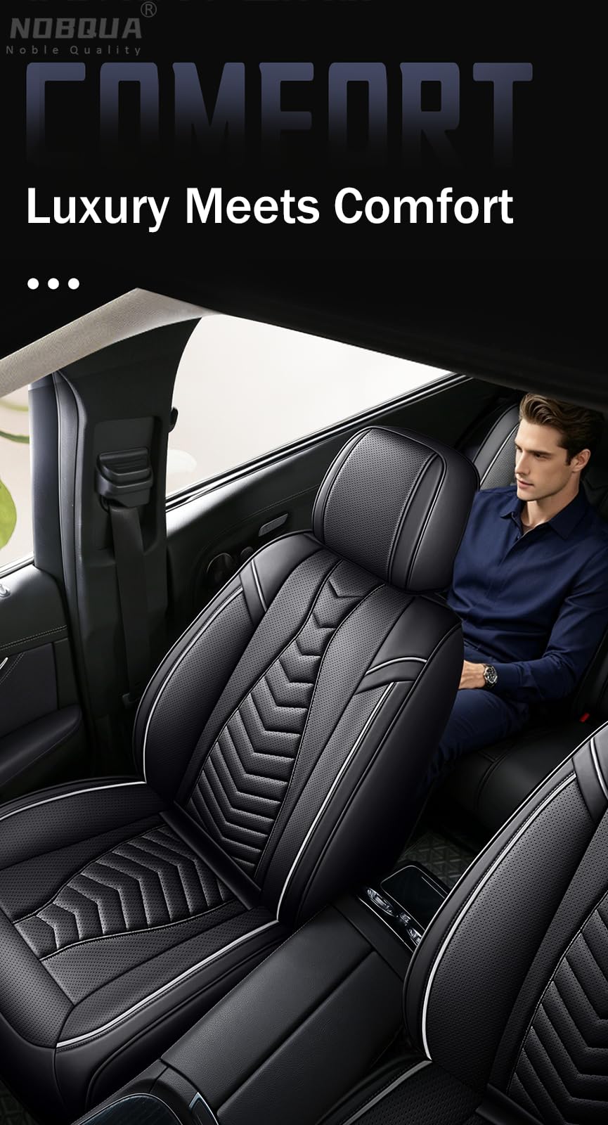 Coprisedili Auto Universali per 5 Posti in Vera Pelle–Compatibili con MG HS/ZS BYD Atto 3 / Seal/Tang – Impermeabili, Antiscivolo–Set Completo per SUV e Berlina