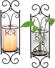 Sziqiqi Wall Candle Holder with Glass Hurricane, Decorative Column Candlesticks Candle Holders Decorations Wall Art for Living Room Farm Fireplace Bathroom Dining Room