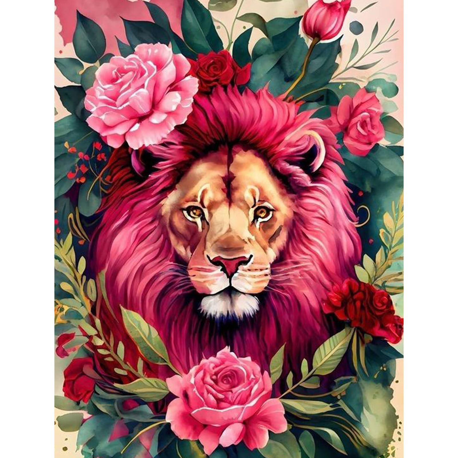 MOGTAA Flowers Diamond Painting for Adults, 5D Lions Diamond Painting Kits for Kids, Animals Crystal Diamond Arts for Beginners, Full Drill Diamond Arts and Crafts Painting for Home Decor 30x40cm