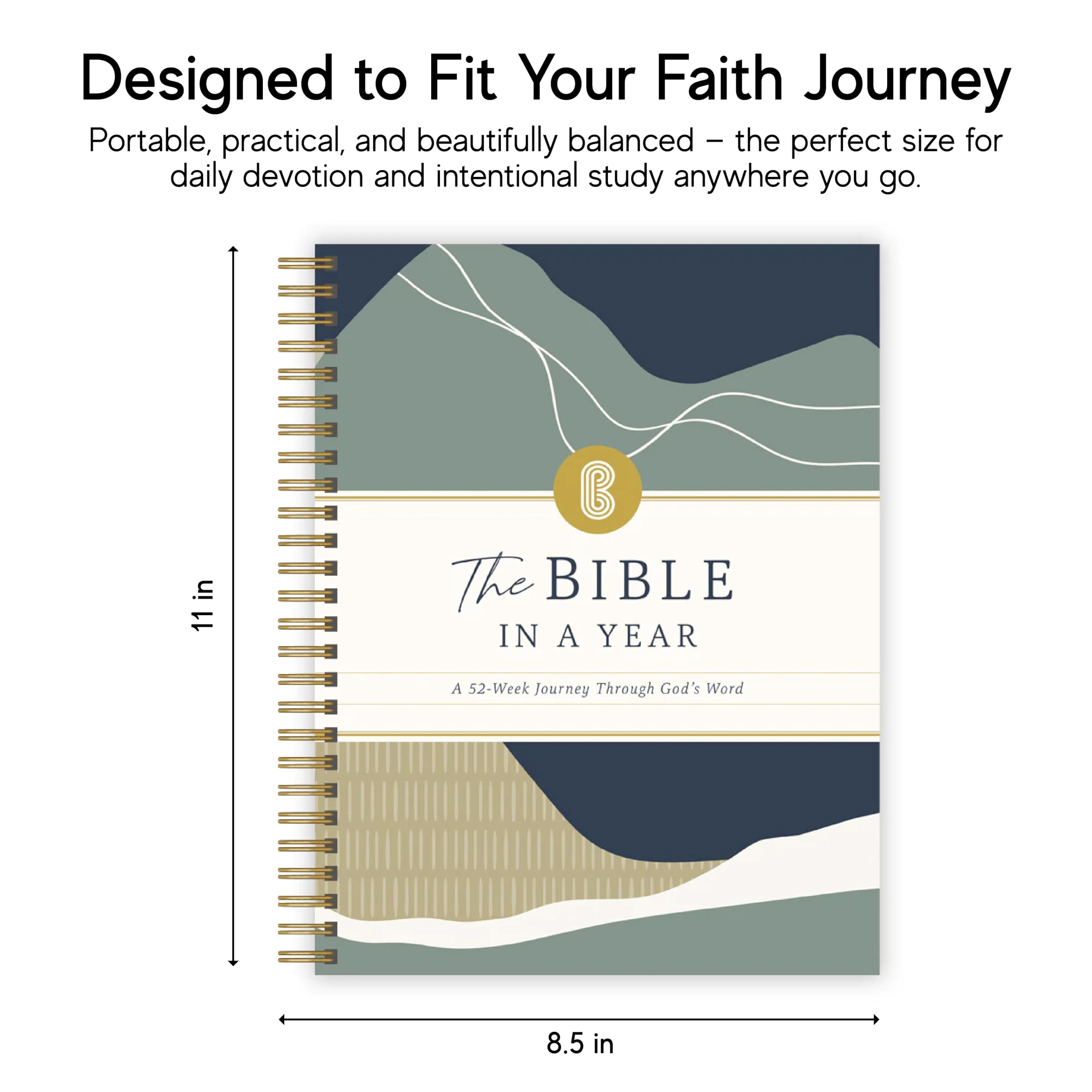 Official Spiral Bible The Bible in a Year | Studio biblico guidato di 52 settimane e piano di lettura giornaliero | Compagno spirituale e diario per adulti e adolescenti | Taccuino 21,6 x 27,9 cm |