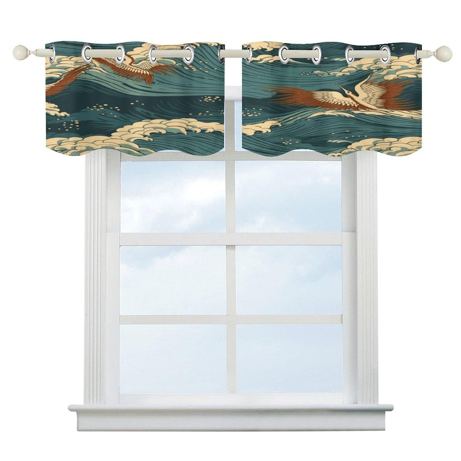 Fekiloot Style Japan Wave Wallpapers Short Curtains Valance Curtain