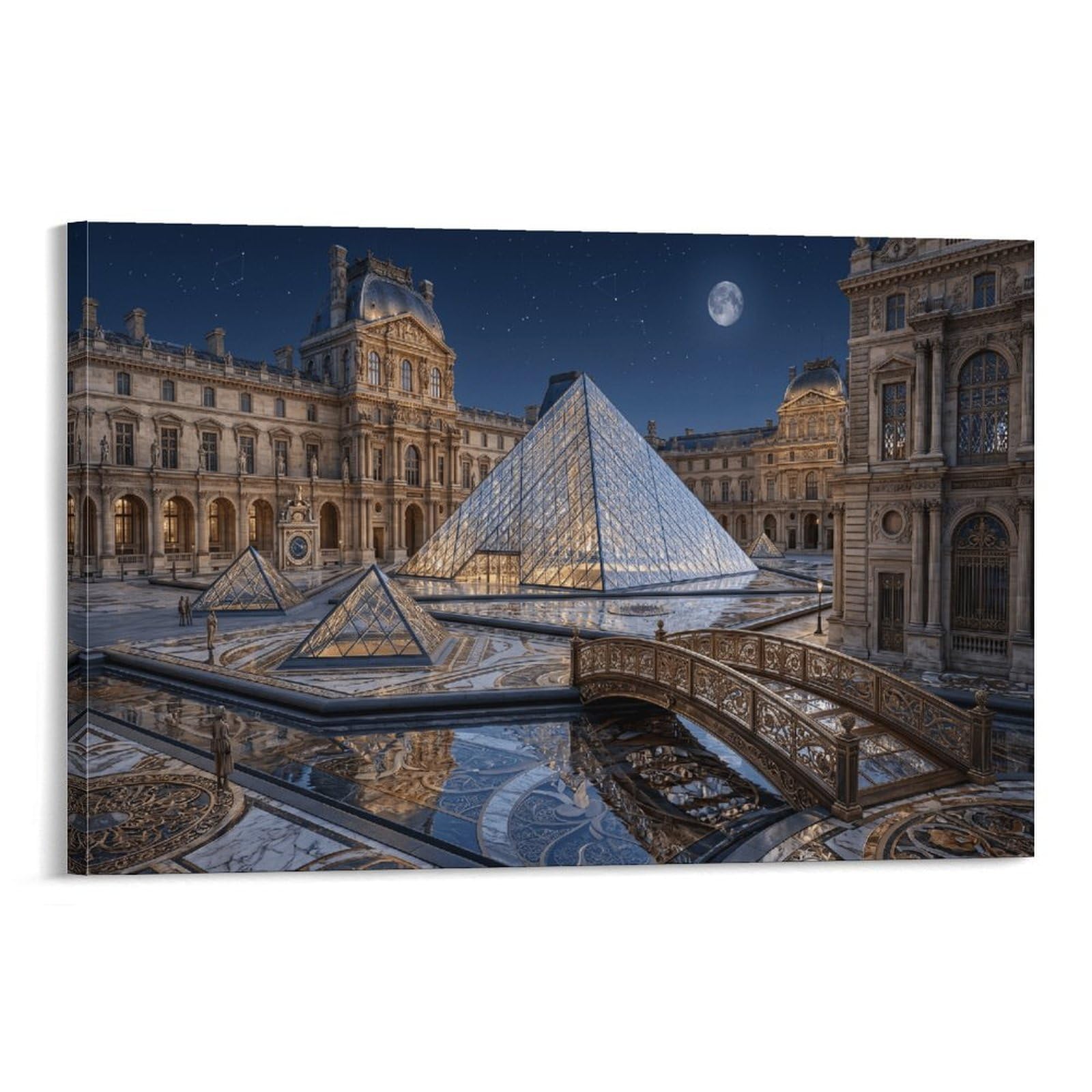 XPASHIQWC Louvre Glass Pyramid Paris Poster Artwork Canvas Prints Picture Modern Canvas Wall Art Picture Wall Hanging for Bathroom Wall Decor 24x36inch(60x90cm)
