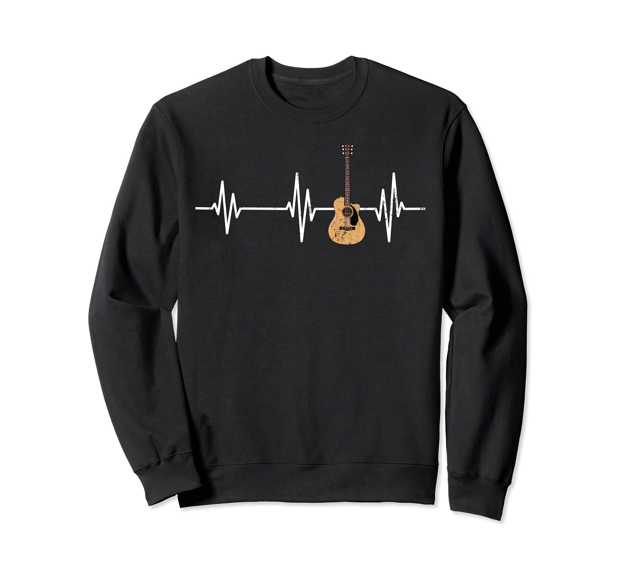 Musical Instrument Guitarist Heartbeat Guitar Player Guitar Sweatshirt, Black