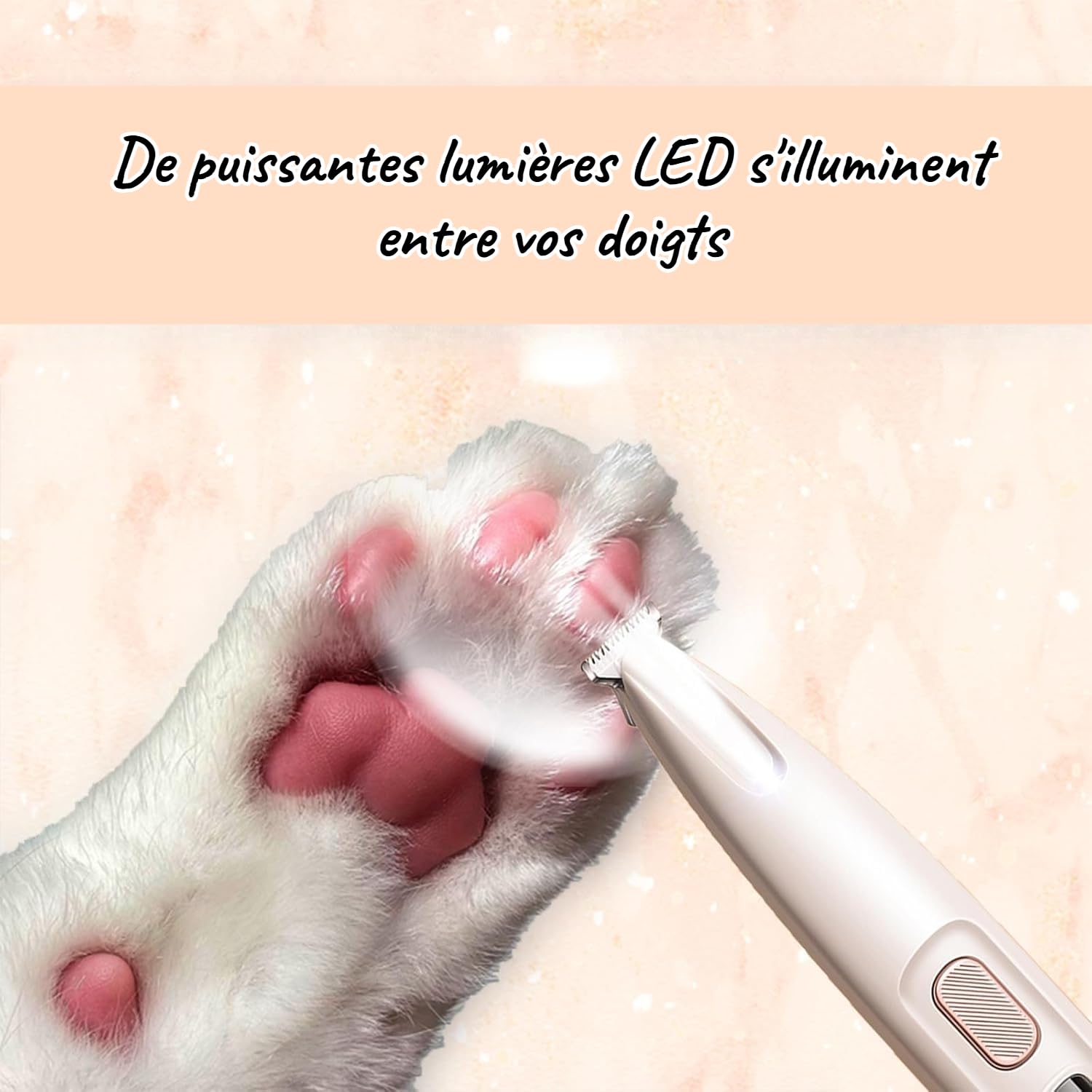 Tondeuse De Toilettage GrosMatou tondeuse pour chat Silencieuse Coupe Poils Animaux Avec Lumière LED étanche Suitable for kittens and puppies (1PCS)