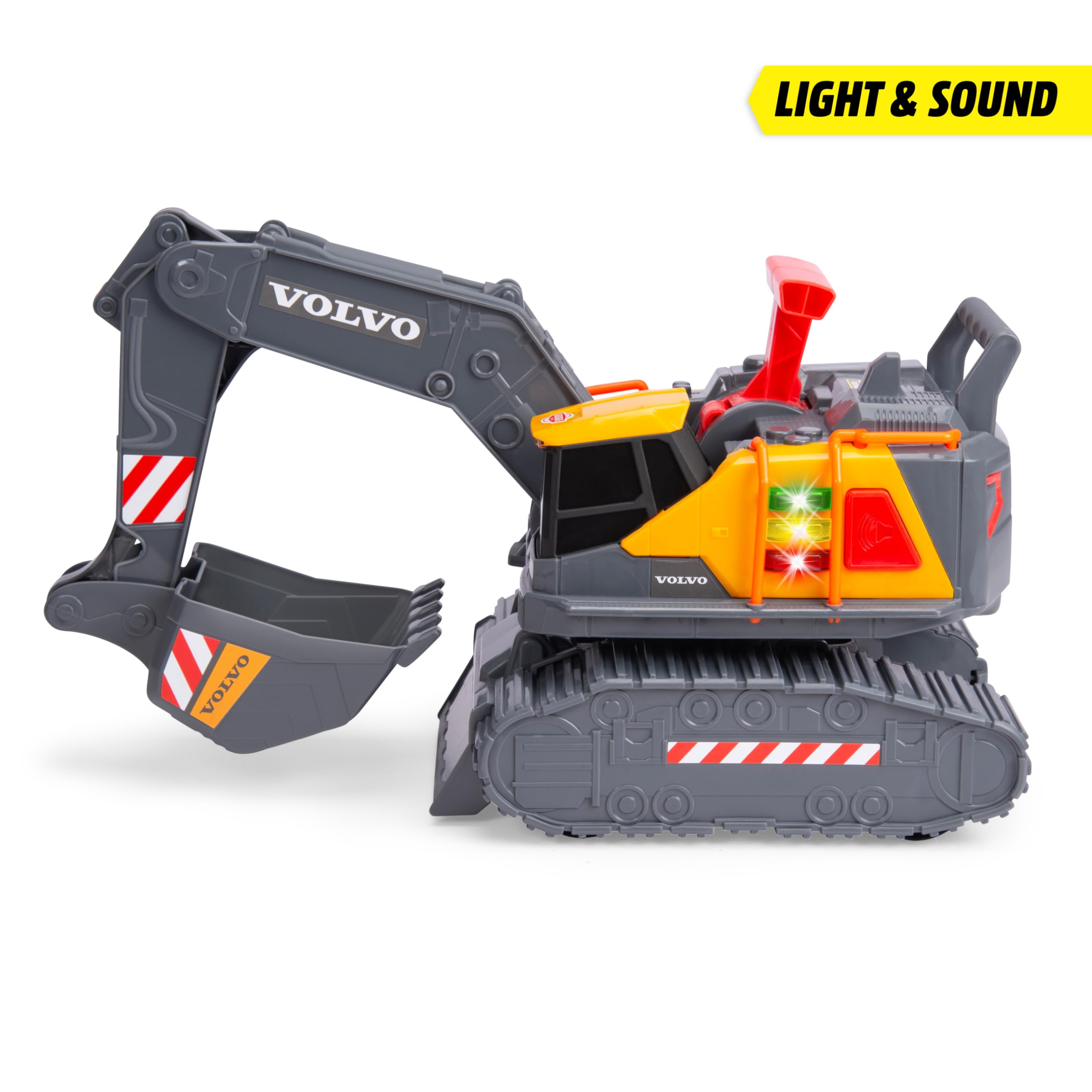 Dickie Toys - Volvo Bagger Power Excavator (30 cm) – zabawkowa koparka łopatkowa dla dzieci od 3 lat z wolnym biegiem, sterowaniem dźwignią, światłem i dźwiękiem, nadaje się jako zabawka do piasku, w