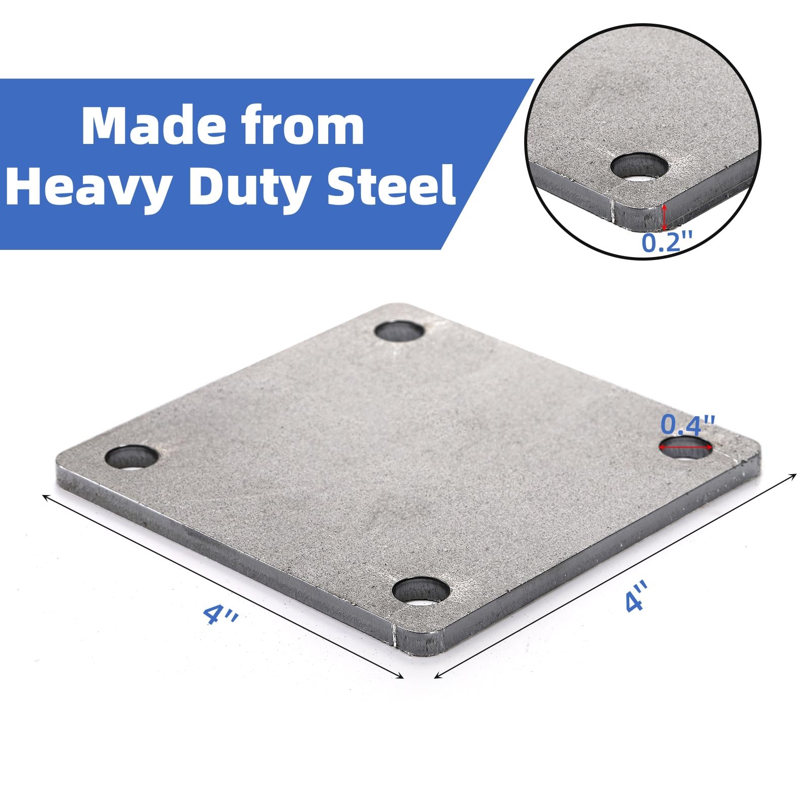 WRINGKIT 8 Pack Steel Plate with Holes, 4'' x 4'' Flat Plate, Hot Rolled