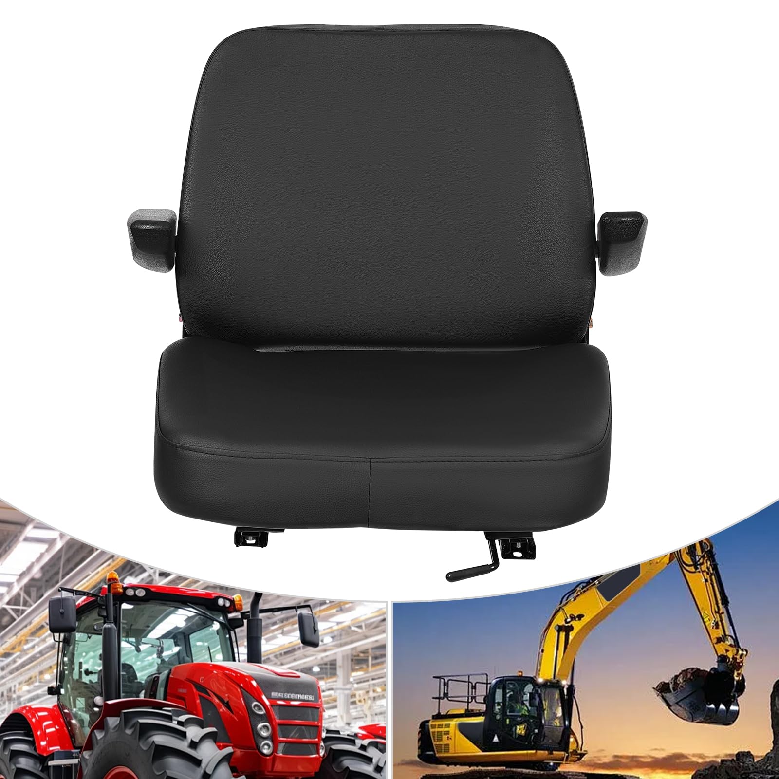 Asiento Universal para Tractor Con Reposabrazos - Ajustable y Ergonómico para Vehículos, Carretillas Elevadoras, Tractores y Excavadoras