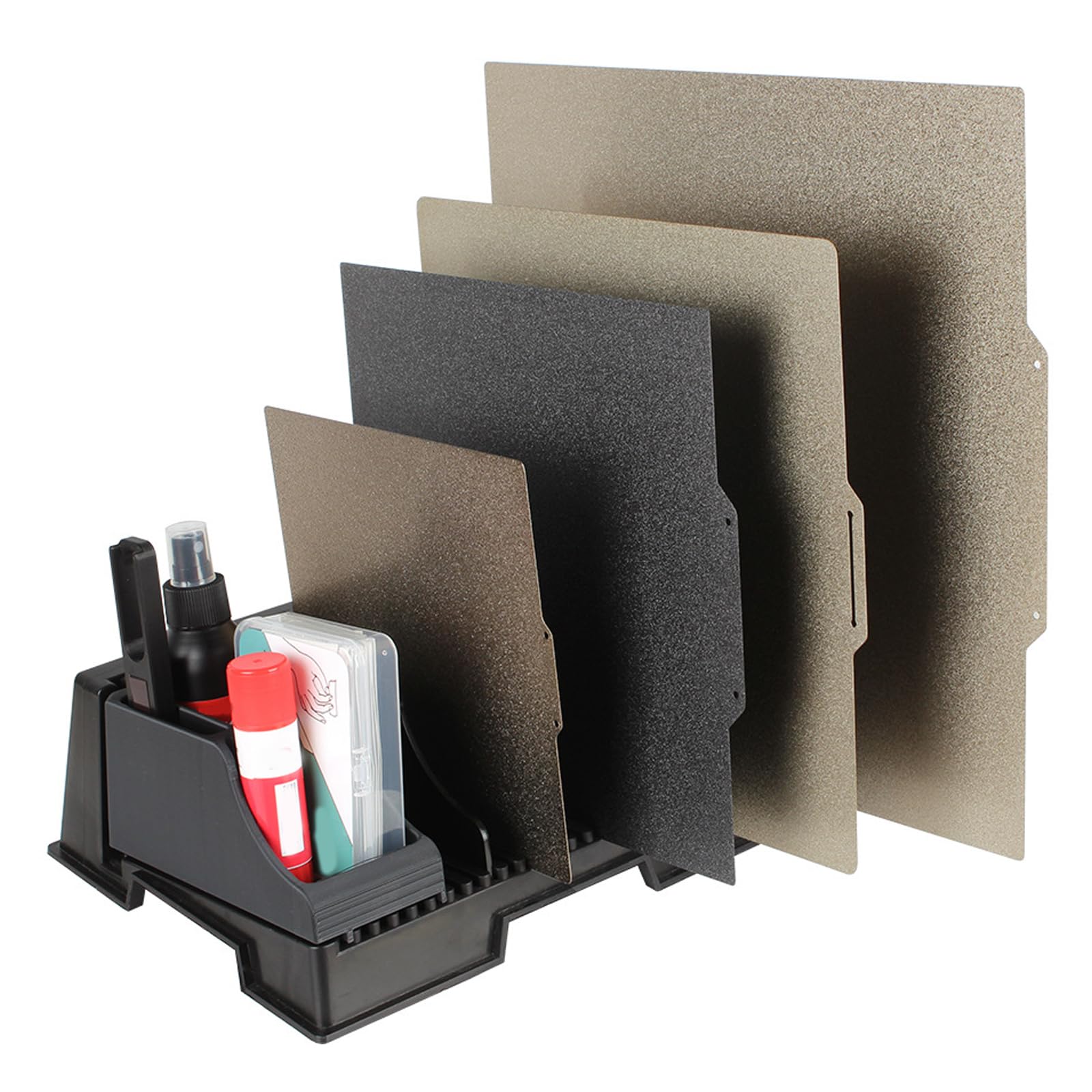 Organizer per stampante con vassoio porta attrezzi rimovibile e 5 divisori in acrilico per archiviazione verticale e gestione degli accessori, organizer per forniture di stampa