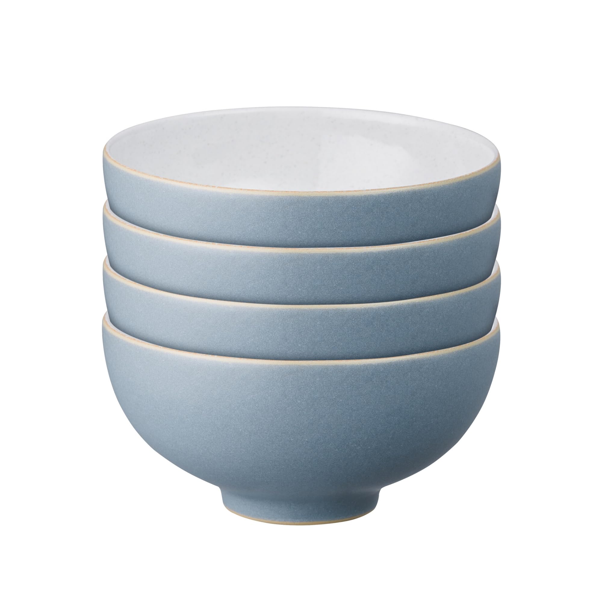 Denby - Impression Blue Rice Bowls Set of 4 - Dishwasher Microwave Safe Crockery - Ceramic Stoneware Tableware