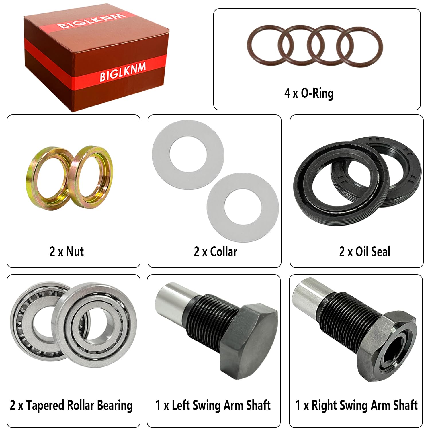Swing Arm Bearing Seal Kit with Shaft Compatible with Brute Force 650 4x4 Prairie 650 4x4 Prairie 360 Prairie 700 KFX700 92116-1001 33032-1197