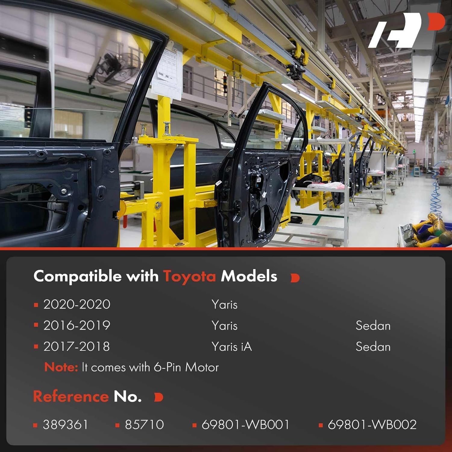 A-Premium Front Right Passenger Electric Power Window Regulator with Motor Compatible with Toyota Yaris 2016-2020, Yaris iA 2017-2018