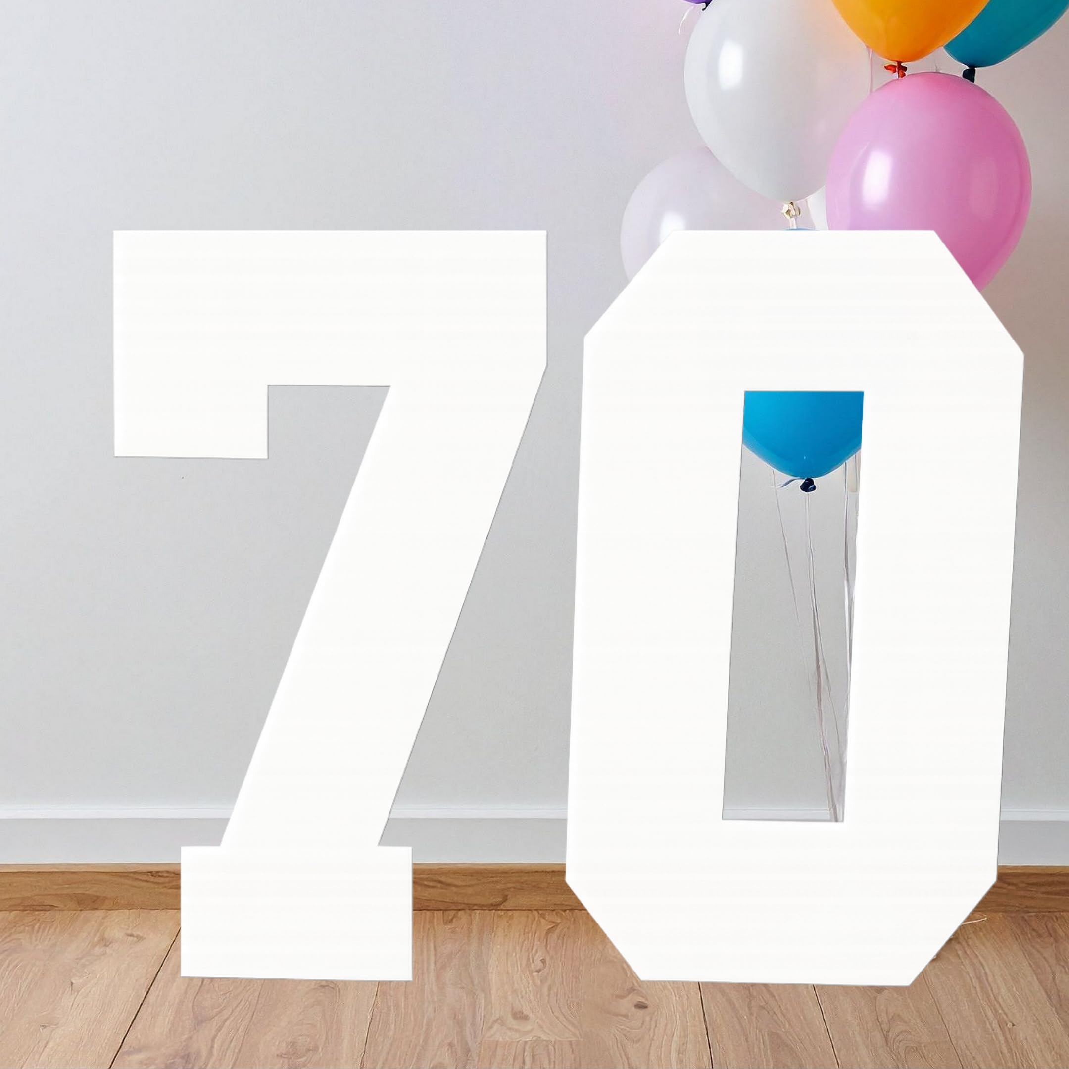 Large Cardboard Number 75cm: CARDÉCORAY Party Decor, DIY Birthday Decorations – Giant Cardboard Cutout Banner, Birthday Numbers, Craft Party, Freestanding, 60 50 40 Birthday, Event Photo Prop (70)