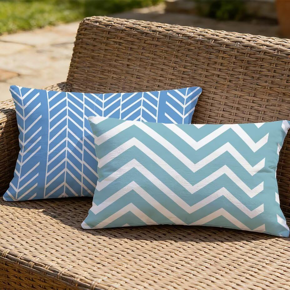 Housse de coussin de jardin 60x80 bleu imperméable extérieur M-P490