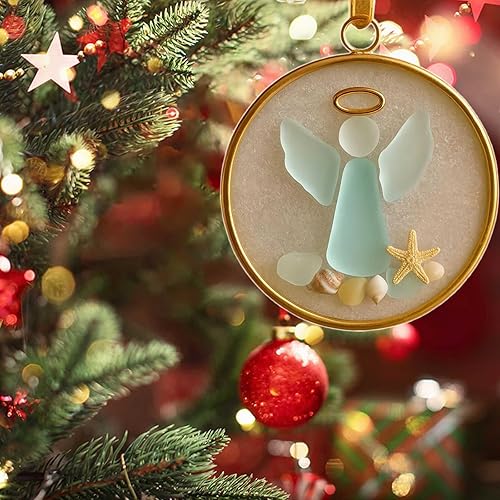 Miniatura 3 de Adorno de ángel de cristal de mar efecto 3D, colgante plano de acrílico, adorno de ángel de la guarda de cristal de mar para decoración colgante