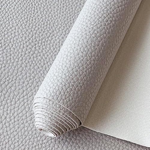 XHT Tela de piel sintética de vinilo con textura de lichi para lazos para el pelo, fabricación de joyas, gris