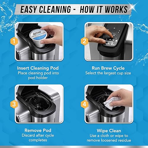 Miniatura 3 de ACTIVE Cápsulas de limpieza Keurig compatibles con K-Cup  Limpiadores de enjuague rápido para cafetera de una sola porción, kit de limpieza de