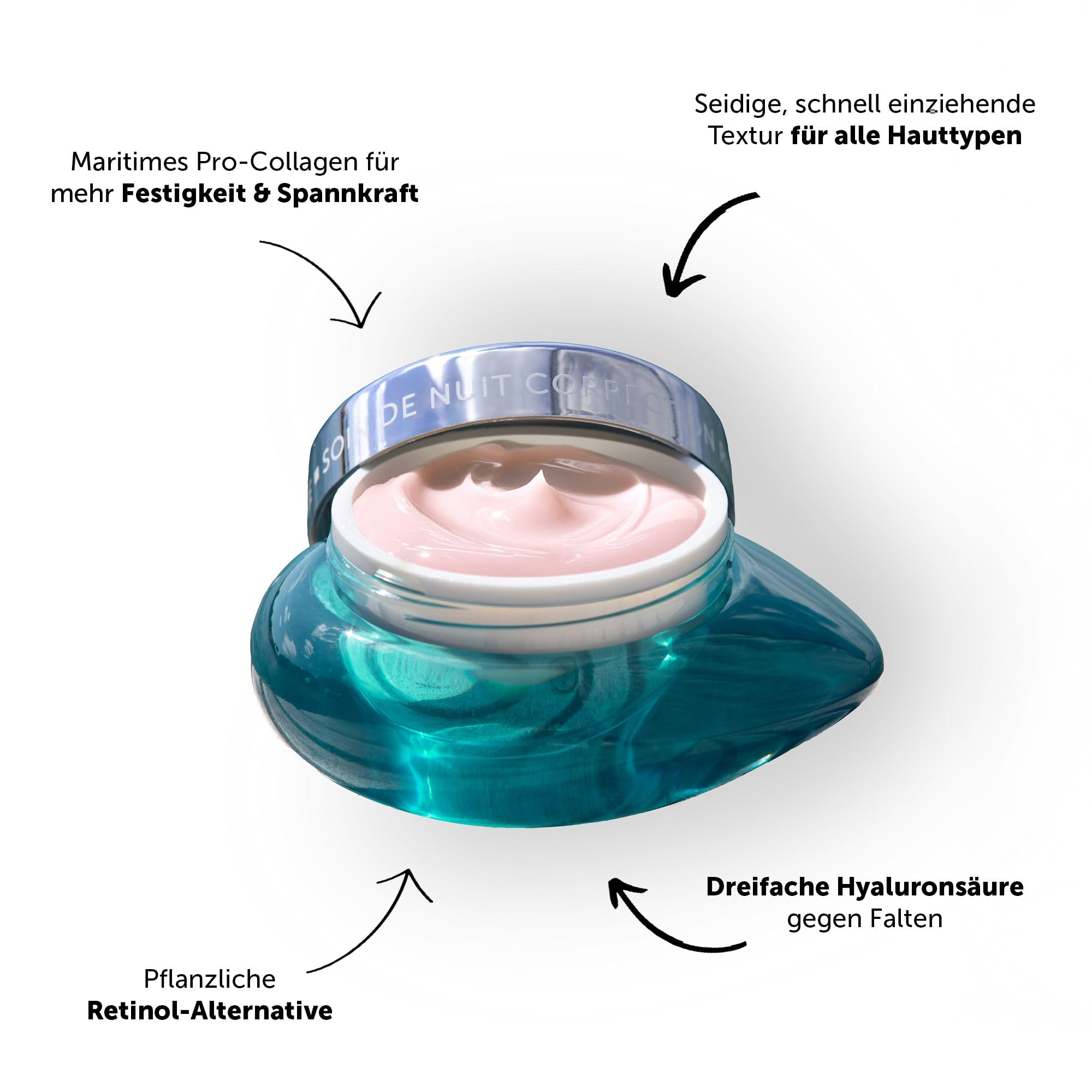 THALGO Faltenkorrigierende Nachtcreme – Hyalu-Procollagène Nachtpflege mit dreifachem Hyaluron & marinem Pro-Collagène, 50 ml