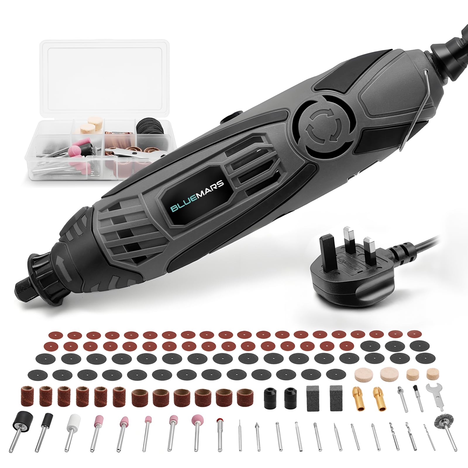 Bluemars 150W Lightweight Rotary Multi Tool Set Variable Speed Rotary Tool 120 Accessories Included Mini Grinder Drill Engraving Cutting Polishing for