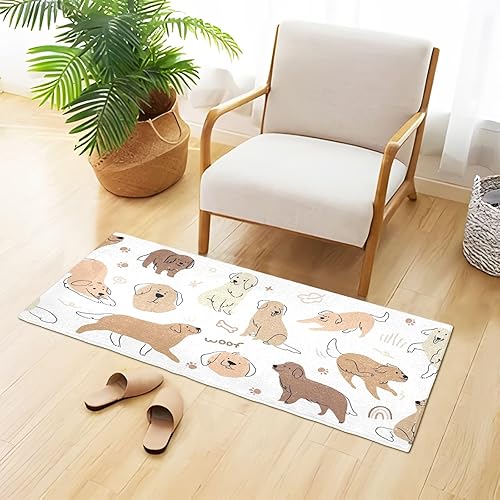 Miniatura 2 de Tapete para dormitorio con diseño de perro Labrador, lavable a máquina, antideslizante, con parte trasera de goma, 39 x 20 pulgadas