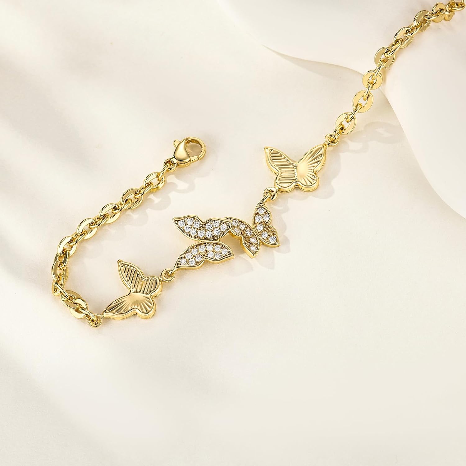 Bracelet for Women 14K Gold Plated Cubic Zirconia Bracelet, Classic Crystal Cuban/Cable Chain Bracelet, Delicate Link Bracelet Gift for Her - Image 7