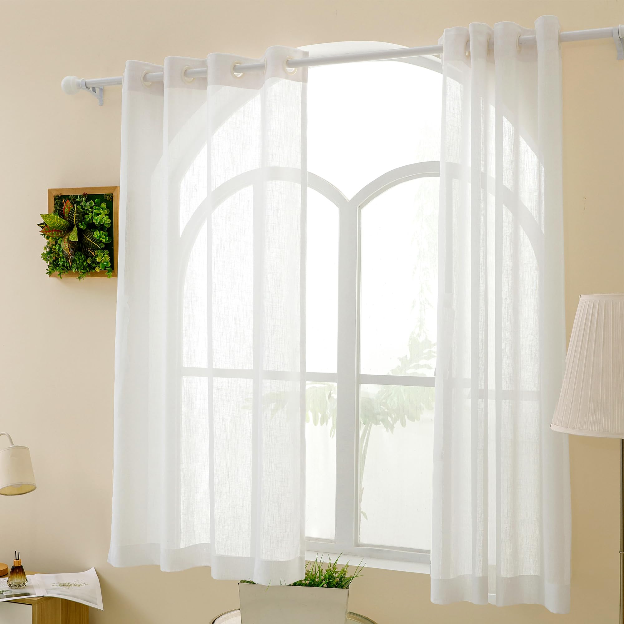 Story@Home Sheer Window Curtains 5 Feet Long Set of 1 Solid Design Semi Transparent Curtain Net Curtains for Living Room (118 x 152 cm, Crisp White) Elegant Airy Net Drapes for Home Decor